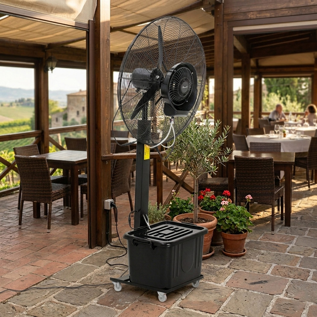 ventilatore nebulizzante da terra da esterno