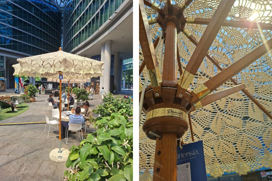 ombrelloni in collaborazione con blu ortensia per la milano design week